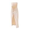 Summer Sexy Sleeveless Slit Dress Hollow Out Skinny Elegant Women Long Dresses Fashion Ladies Party Club Vestido