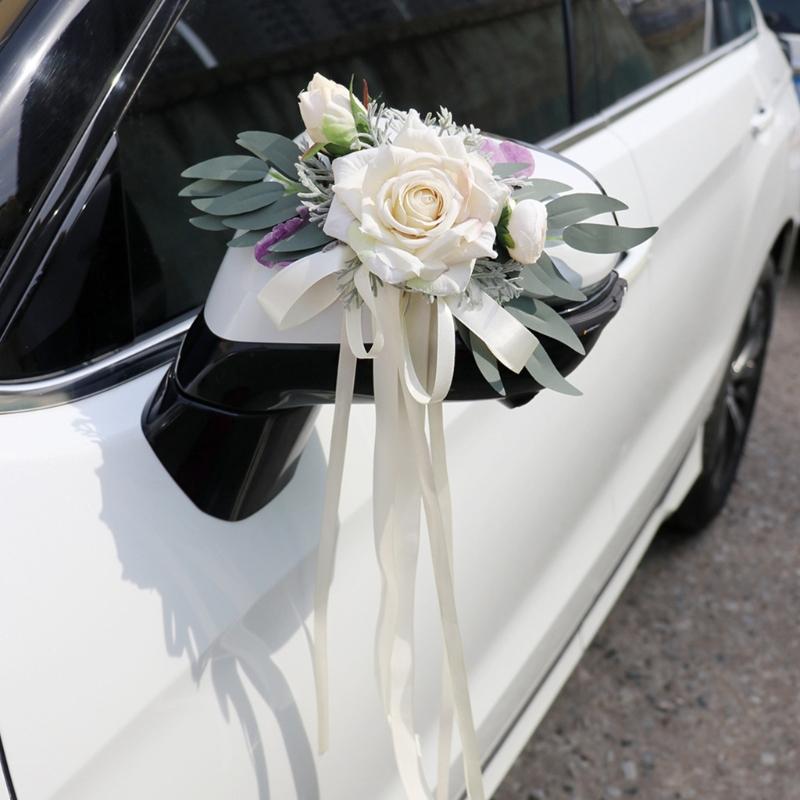 Artificial Flower Bouquet Romance Wedding Car Rearview Decoration And Celebration Venues Layout Setting Flower Decors