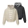 Winter Fleece Cotton Padded Hooded Jacket Striped Zip-up Streetwear Teens