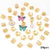34pcs Butterfly Hollow Out Hair Ring Dread Locks Hair Braid Tubes Gold Dreadlocks Beads  for Braids