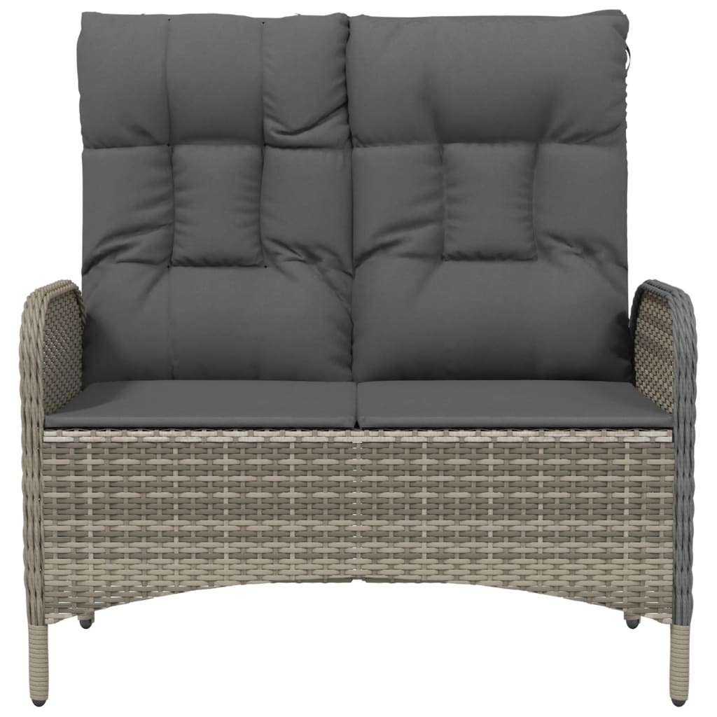 Vidaxl Rozkładana Ławka Ogrodowa, Poduszki, 107 Cm, Rattan Pe, Szara