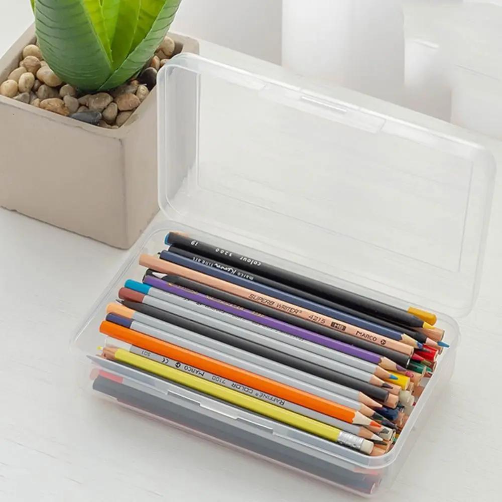 Candy Color Clear Pen Case Large Capacity Stationery Transparent Kid Pencil Box School Supplies Stationery