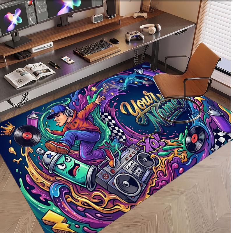 Tree of Life Theme Soft Crystal Velvet Rug Custom Name & Text Print Non Slip Floor Rug for Bedroom Living Room