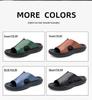 Men's Crocodile Pattern Leather Beach Sandals - Non-slip, Wear-resistant, Soft Sole, Summer Slippers (Size 46)