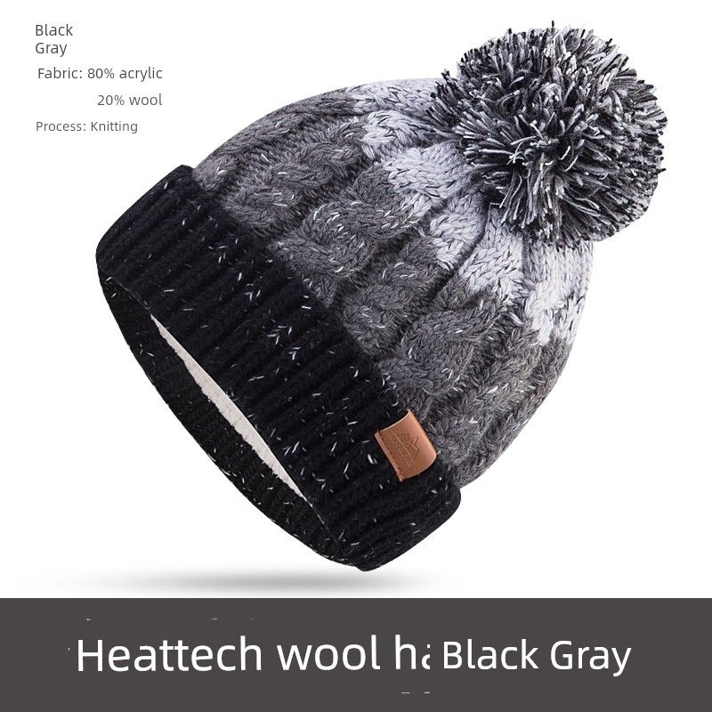 

Thermal Fleece Outdoor Ski Windproof Scarf Knitted Hat Black Gray Kids [45-56cm]]