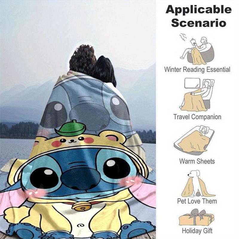 1pc Cute Stitch Printing Blanket - Soft, All-Season Throw for Living Room, Bedroom,Personalized Gift with Adorable Cartoon Design