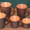 Vintage Copper Breakfast Coffee Mug,Multiple Sizes Handcrafted Hammer Texture Camping Water Mule Tea Cup,Woven Handle Tableware