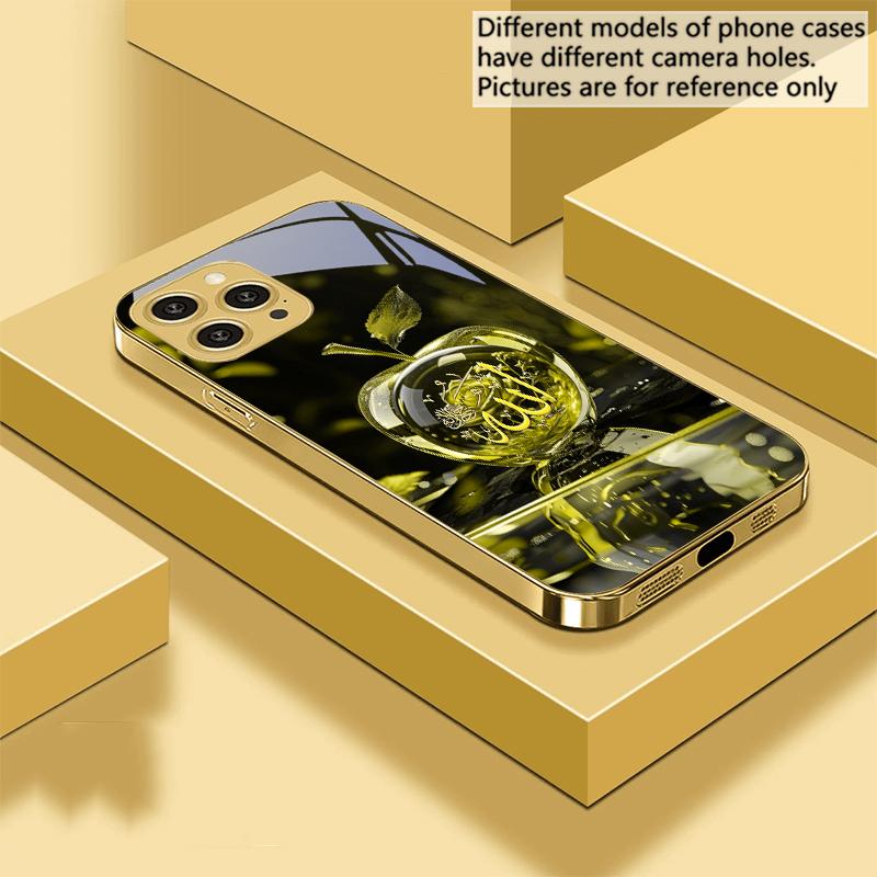 

Кристалл Для Apple Зеленый Для IPhone 16 Pro Max 15 P ro 14 13 Plus 12 Mini 11Pro Max XS Max XR Золотой чехол для телефона из закаленного стекла For iPhone 14 ProMax