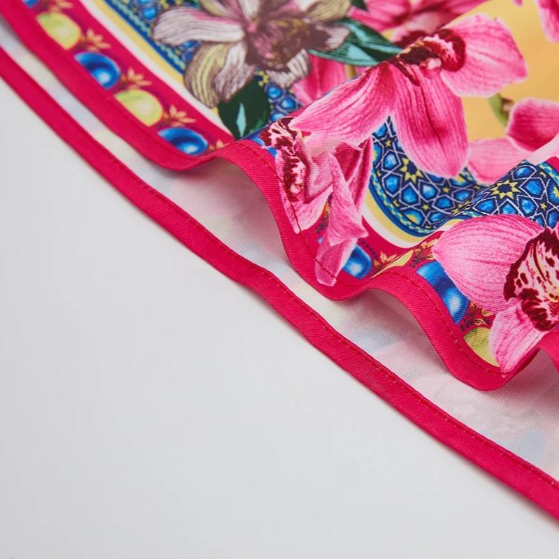 2026 Summer Bohemian Gorgeous Flower Long Dress Women's Ruffes Slash Neck Floral Print Belt A-Line Holiday Famale Beach Clothes