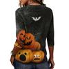 Women's Casual Loose Fit Half Sleeve Top Round Neck Lightweight Comfortable Halloween Pumpkin Print Shirt for Everyday Wear