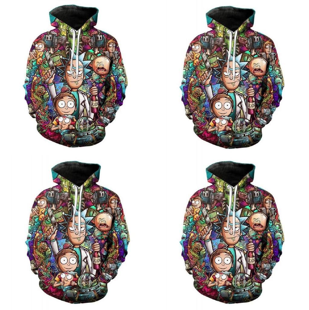 Mode Neu Damen Herren Rick Und Morty 3D Druck Lässig Hoodie Sweatshirt Oberteile