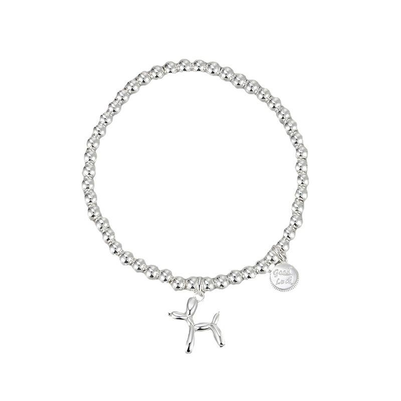 Cute Balloon Dog Stretch Bracelet For Women Minimalist Luxury Round Bead Jewelry Unique Simple Elegant Design