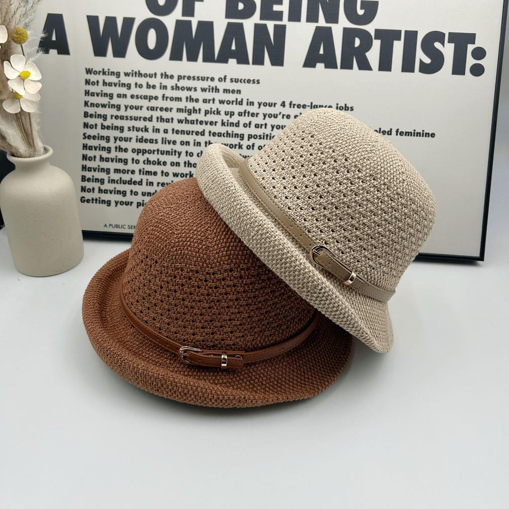 Temperament travel sunscreen hat women's thin breathable basin hat spring and summer new curling top hat sunshade bucket hat