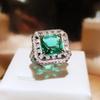 Exquisite Square Zircon Lab Emerald Claw Rings  Sterling Silver For Ladies Fashion Wedding  Party Cocktail Gift