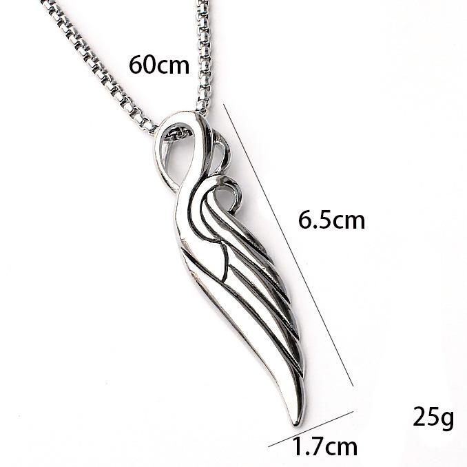 Hiphop Hip Hop Trend Street Personality Line Wing Accessories Titanium Steel Necklace Men And Women