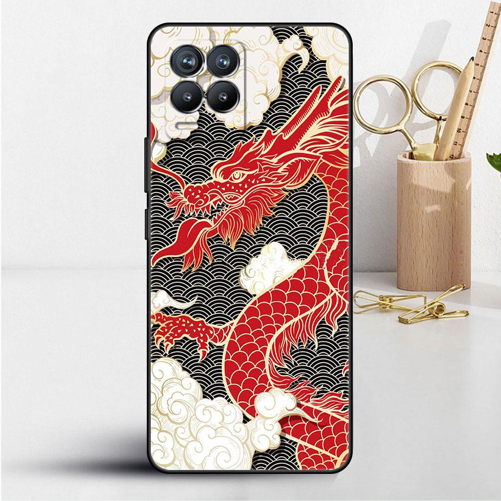 Case For Realme 8 C21y GT Neo 2 3 8i C21 7 C11 6 C12 C35 C3 GT 9 Pro C12 Silicone TPU Phone Cover Fashion Chinese Vintage Dragon