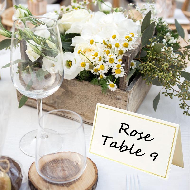 10~50pcs Table Place Cards Foldable Gold Foil Border Table Card for Wedding Banquets Party Festival Gathering Supplies TMZ