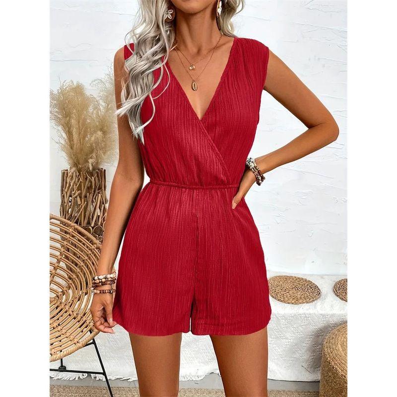 

Sleeveless V-neck Casual Jumpsuit Shorts Sleeveless V-neck Casual One-Piece Shorts EPM2401096-1 XL(XL)