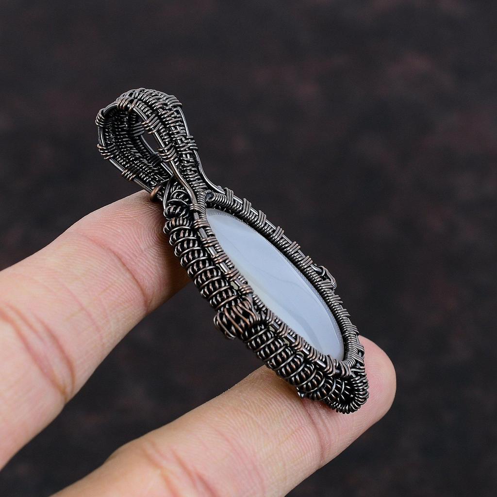 Botswana Agate Pendant Copper Wire Wrapped Pendant Original Gemstone Jewelry Handmade Wire Pendant Beautiful Copper Jewelry Pendant For Gift