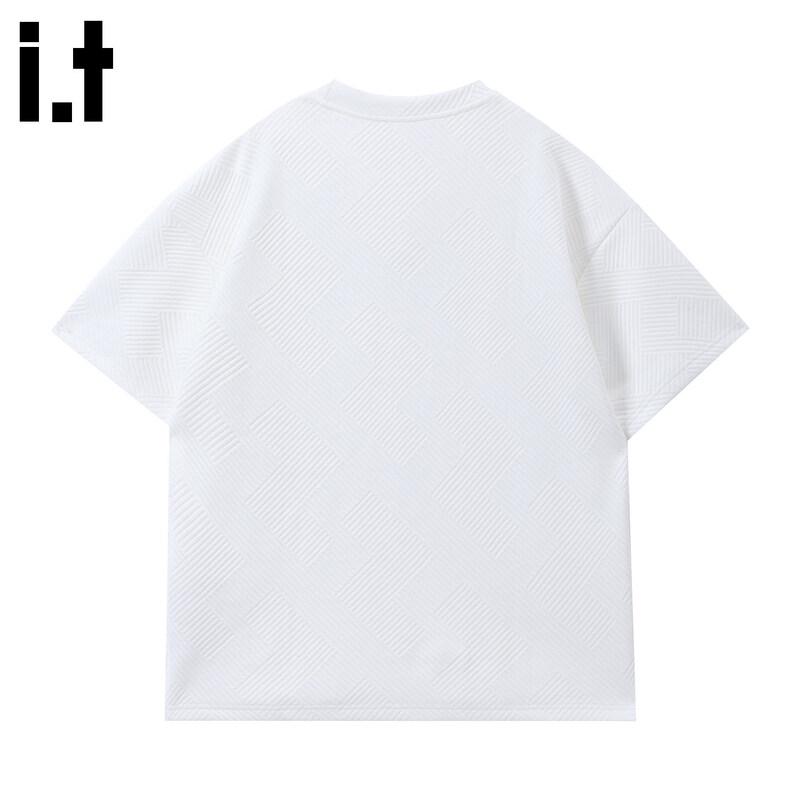 Men's Pure Color Textured Short Sleeve T-Shirt