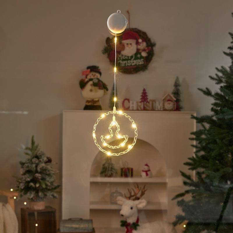 LED Christmas Decorative Lights Hanging Lights Window Holiday Decoration Ambience Remote Control Battery Box Circular String Lights