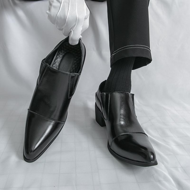 Fashion Business Men Formal Leather Shoes Black Brown Men One-foot Comfortable High-heeled Fashionable Leather Shoes Social Shoes Men