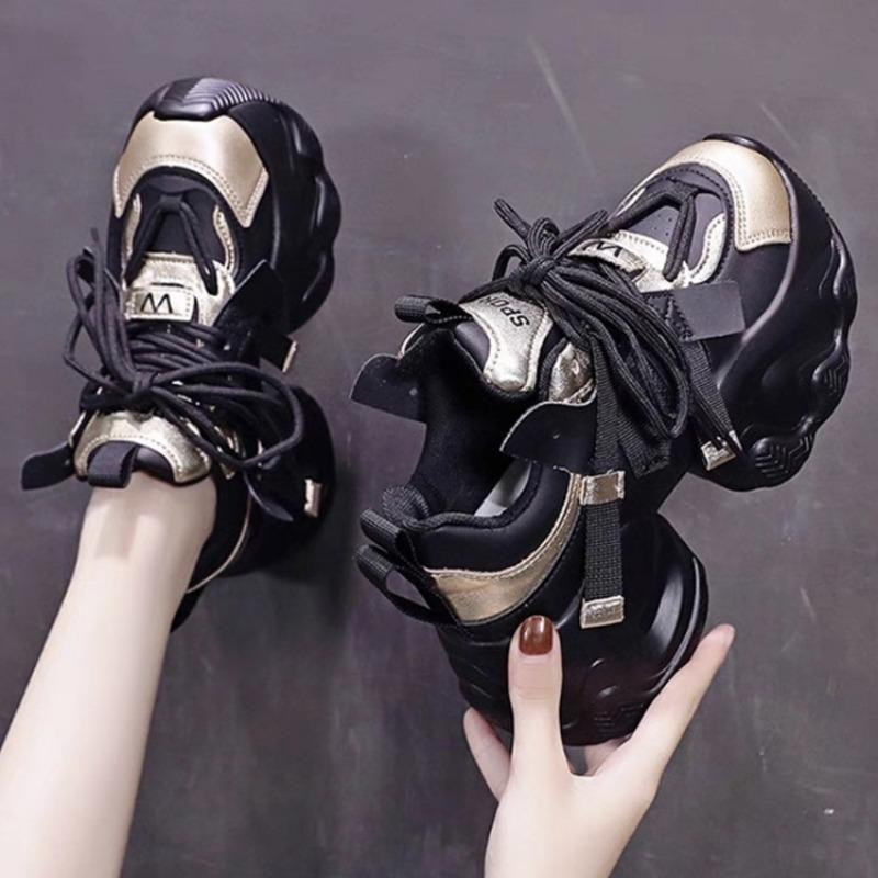 Fashion Women's Casual Sports Shoes Autumn New Round Head Thick Bottom Front Strap Anti-slip Wear-resistant Single Shoes