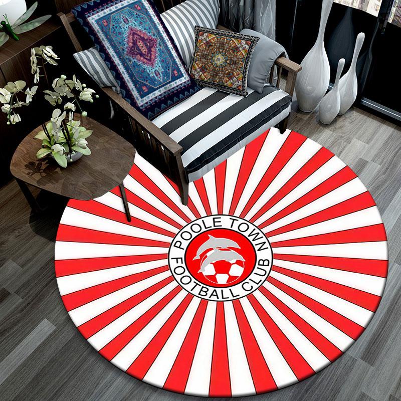 Poole Town Football Club,Round Area Rug,Carpet Rug for Living Room Bedroom Sofa Playroom Decor,Non-slip Floor Mat
