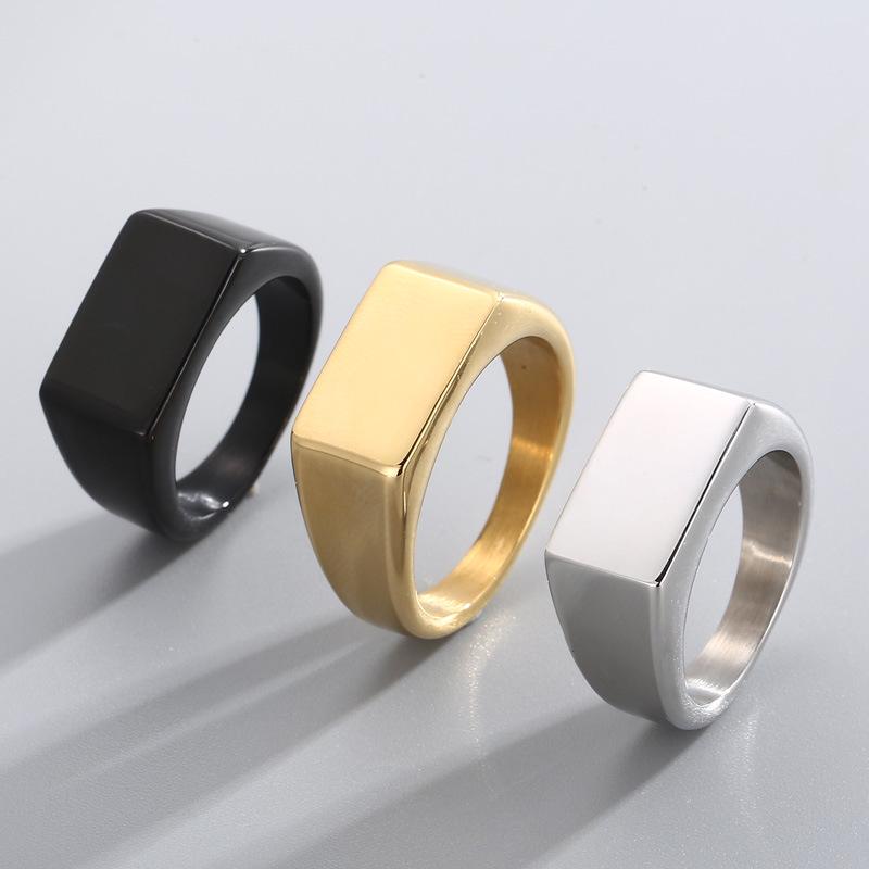 Geometrischer runder Titanstahlring mit graviertem Logo - Polierter Edelstahl für Männer & Frauen, Kalter Stil