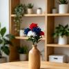 Independence Day Artificial Memorial Flowers Red White Blue Patriotic Cemetery Flower 4th of July Faux Silk Flower Decoration for Home Party