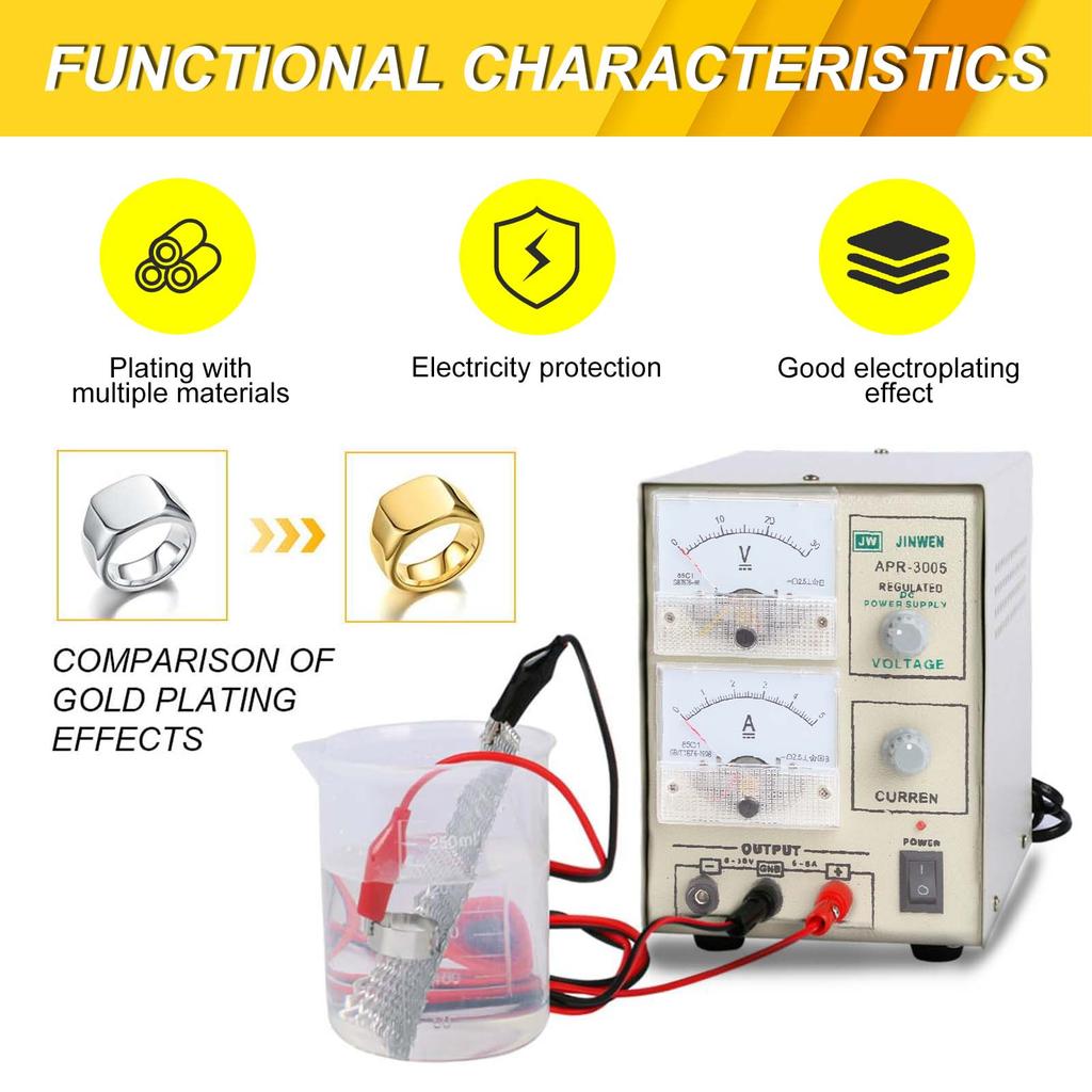 Portable Jewelry Gold & Silver Plating Kit APR-3005, Mini Electroplating Machine with Rhodium Plating Accessories for Jewelry Making