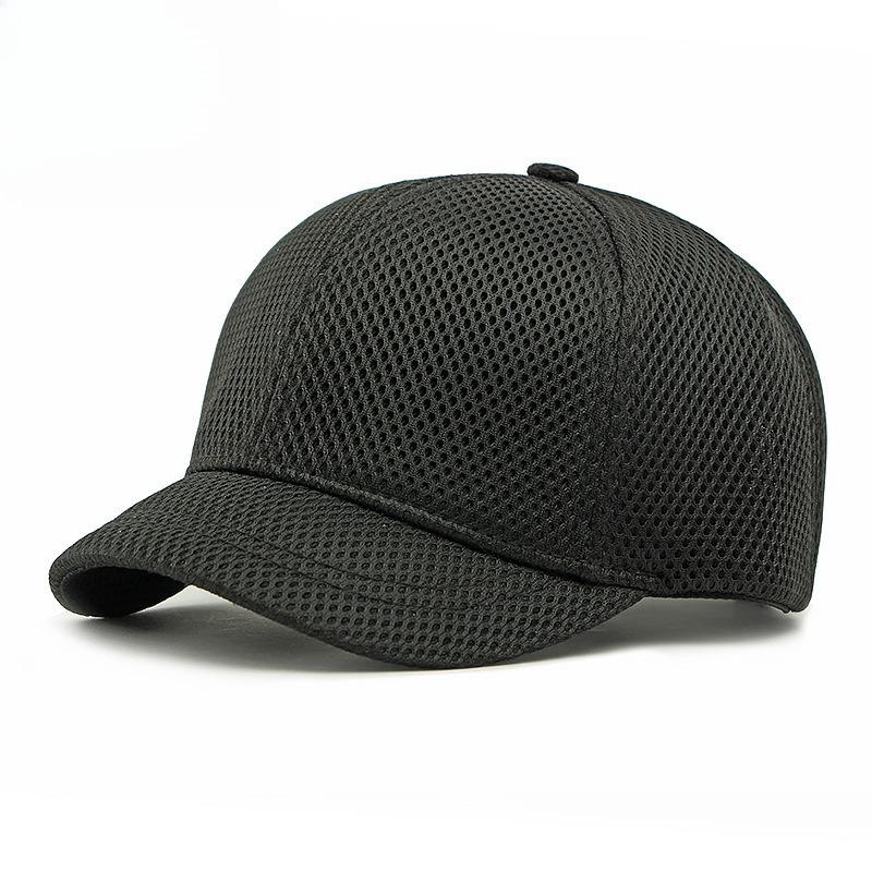 Unisex Breathable Full Mesh Short Brim Baseball Cap Structured Hard Top Summer Sun Protection Duckbill Cap for Men Women Adjustable 55-60cm чёрный