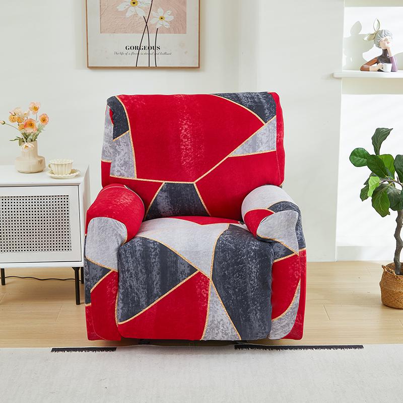 4Pc Printed Stretch Recliner Chair Cover Armchair Slipcovers All-Inclusive Recliner Sofa Cover For Living Room Office Home Decor