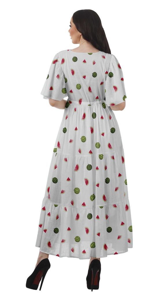 Moomaya Women Party Night Dresses Plus Size Printed Casual Wear Ladies