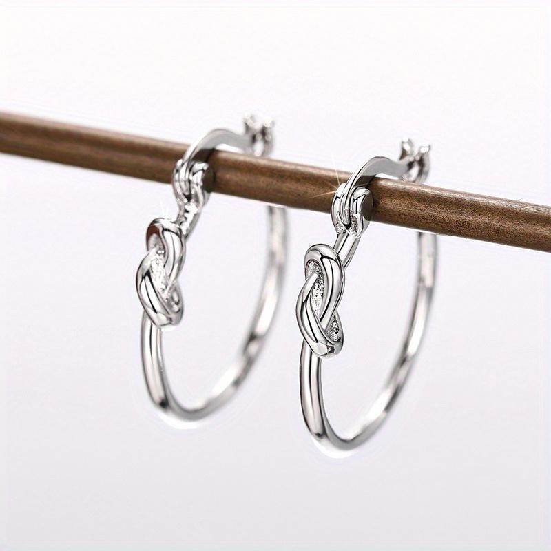 1 Pair of Knot Earrings, Matte Metal Texture, Knotted Round Earrings, High-end and Elegant Earrings