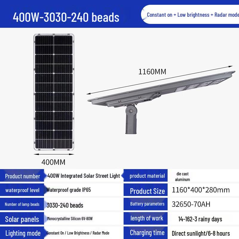 Liangtu 500W Radar Sensor Solar Street Light