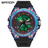 Sanda Multifunctional Sports Watch for Teen Boys: Dual Display, Luminous, Waterproof, with Alarm