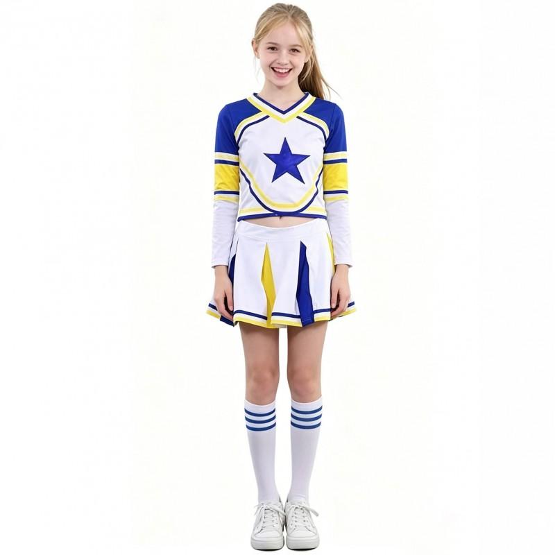 Kids Cheerleading Uniform Set Girls School Style Dance Skirt Outfit Kindergarten Sports Day