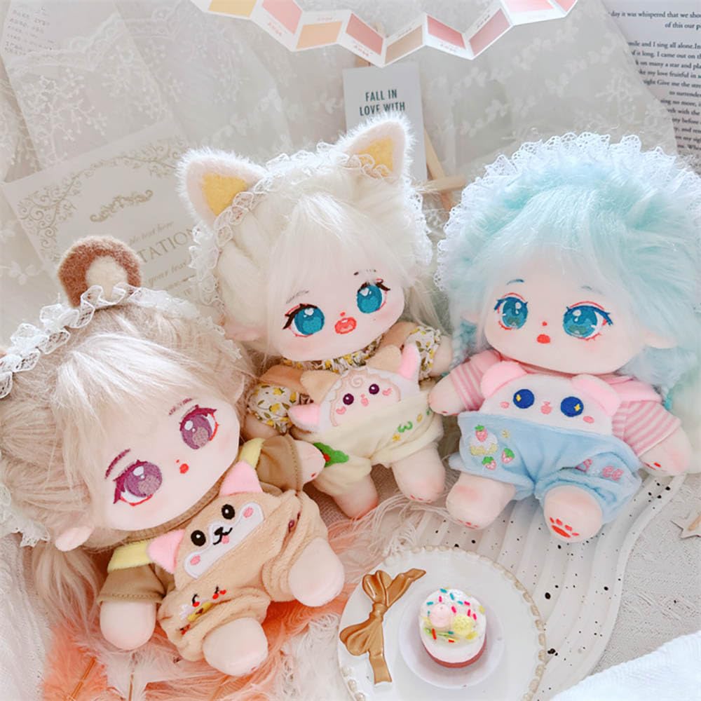 Niannyyhouse 20cm Plush Toy Clothes, T-shirt, Cartoon, Suspenders, Cotton Doll, Accessories, Dress-Up (A2)