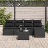 Ensemble de canapés de jardin vidaXL 6 pièces avec coussins Beige Poly Rattan, Canapé de jardin 2 places vidaXL avec 3355022
