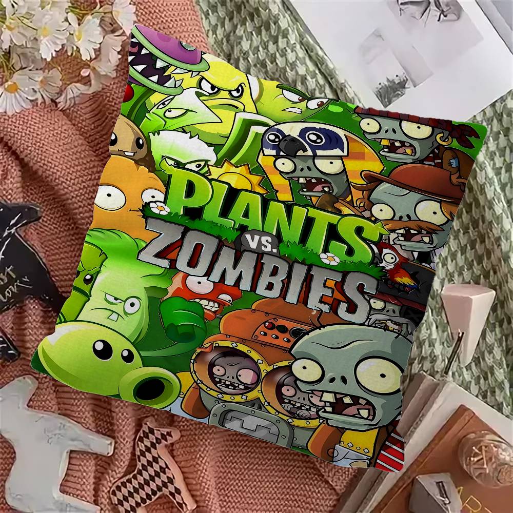 Classic Game P-Plants Vs Z-Zombies Lucky Dragon Pillow Cover Sofa Cushion Cover Home Room Decoration Children Gift