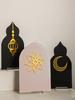 Islamic Ramadan Table Decor Lantern Moon Flower Acrylic Ornaments for Eid Mubarak Kareem Muslim Festival Home Desktop Decor Gift