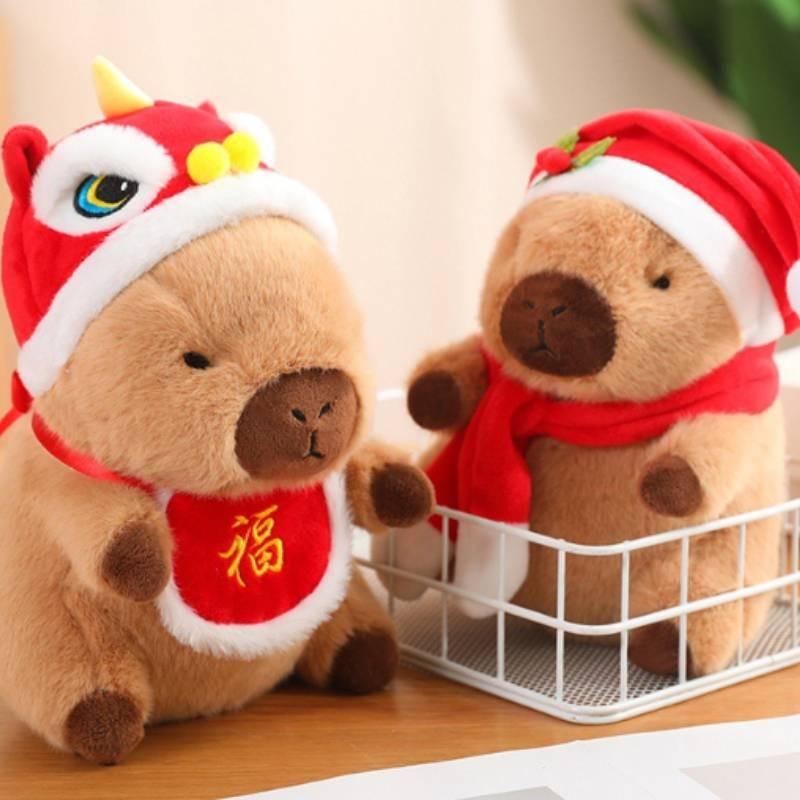 Adorable Christmas Capybara Plush Toy With Soft Short Plush Filling For Kids Gifts