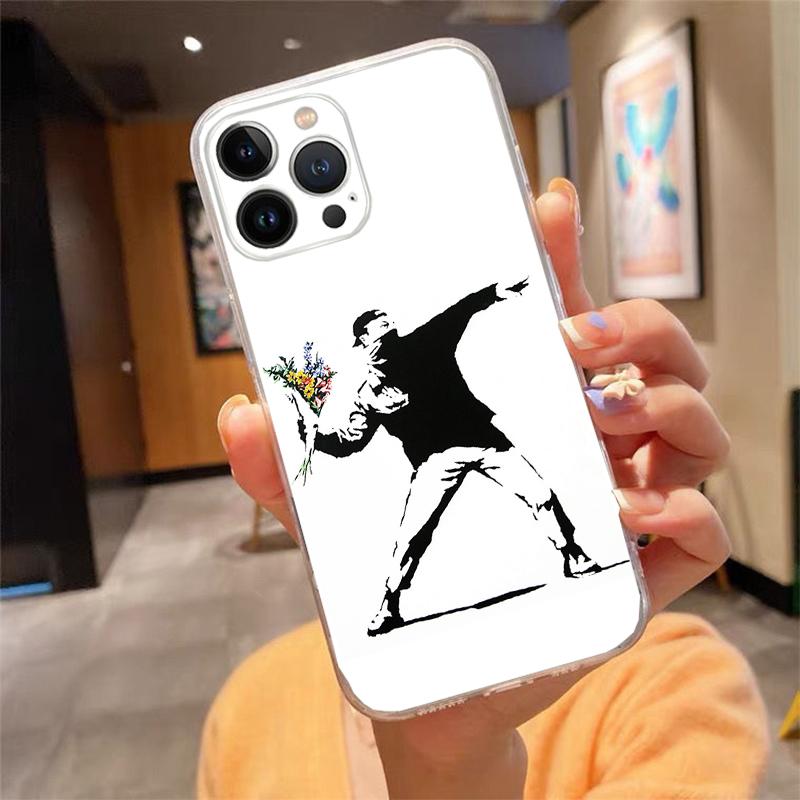 Street Art Banksy Graffiti Phone Case For Iphone 17 Pro Max Air 16 15 14 13 Pro Max 15 16 Pro 15Plus