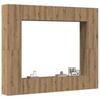 8 Piece Wall Mounted TV Cabinet Set Artisan Oak Finish Engineered Wood
