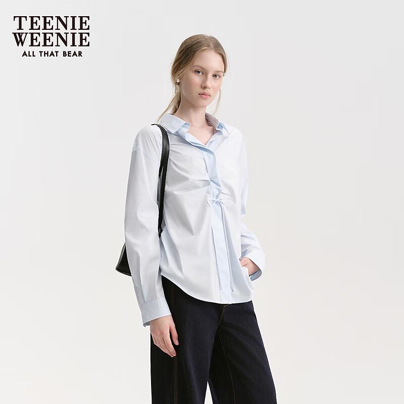 Teenie Weenie Bear Women's Pleated Tie-Front Embroidered Shirt