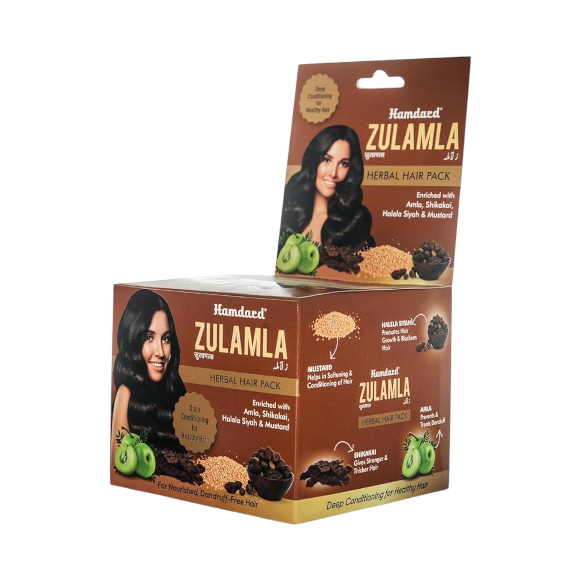 

Hamdard Zulamla Herbal Hair Pack Of 1 x 20 Sachets for Hair Fall Dandruff Grey Hair Smooth Shiny Healthy Hair