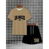 Men's Two-piece Summer Set, Printed with Numbers and Letters, Perfect for Casual and Sports Occasions, with Comfortable and Soft Fabric