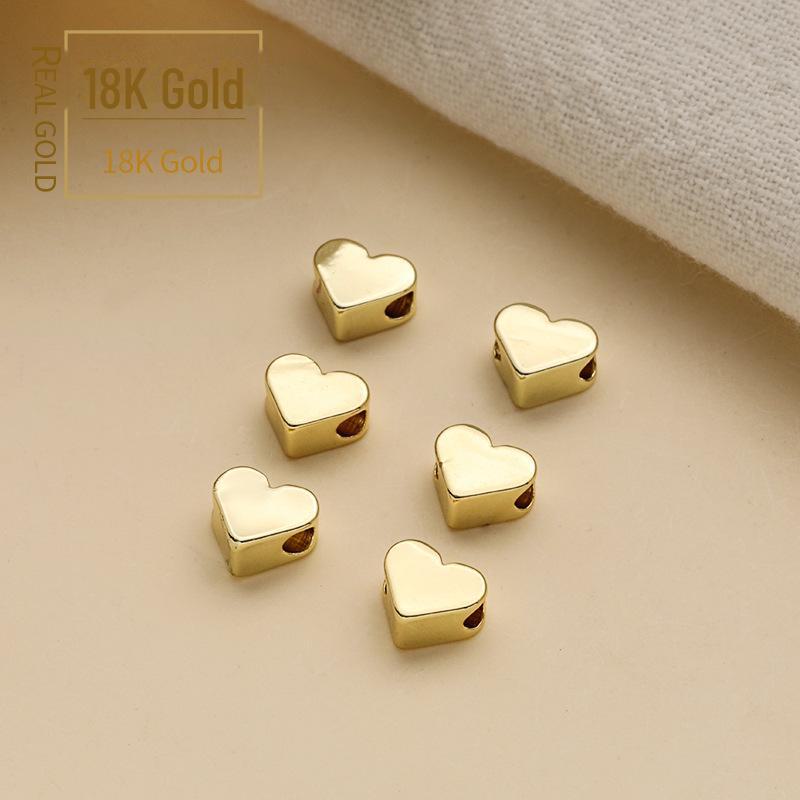 Copper-Plated 18K DIY Heart Spacer Beads for Jewelry Making: Smooth Pearl Beads for Bracelet & Necklace.