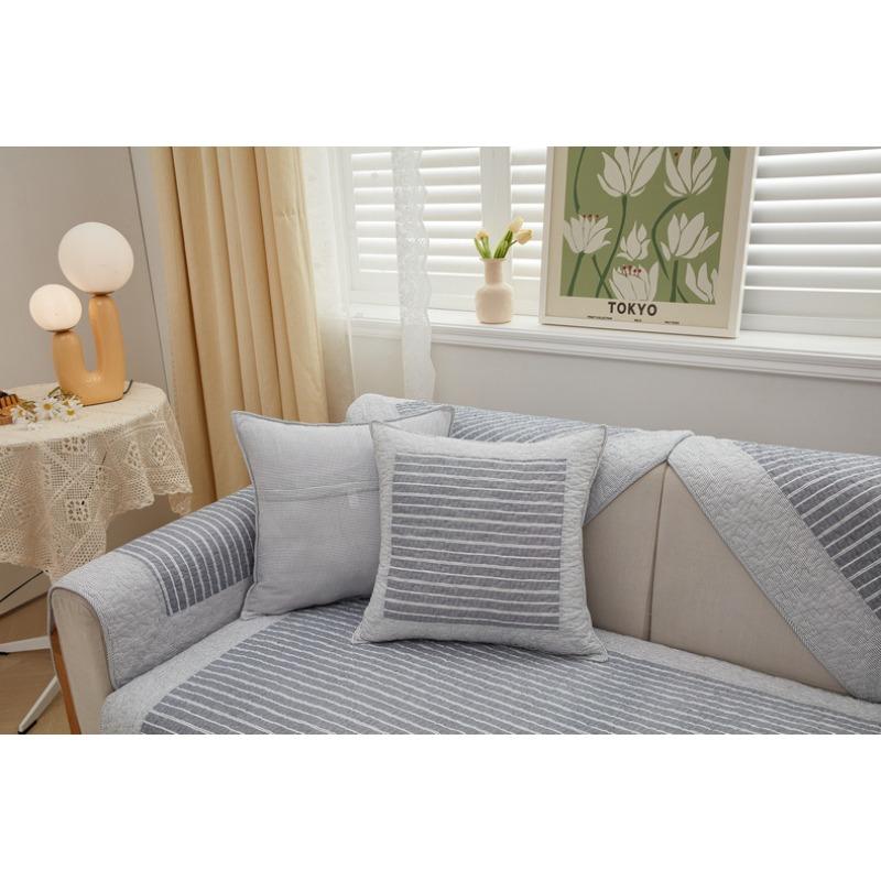 Cotton Sofa Cushion for All Seasons, Fabric Non-slip Solid Wood Seat Cushion, Simple Modern Leather Sofa Cover, Backrest Towel